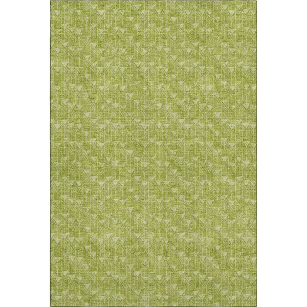 HomeRoots 5' X 8' Fern Green & Ivory Geometric Area Rug - Washable, UV Protected, Stain Resistant & Durable 647052