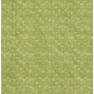 HomeRoots 5' X 8' Fern Green & Ivory Geometric Area Rug - Washable, UV Protected, Stain Resistant & Durable 647052