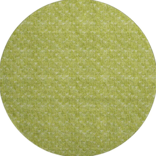HomeRoots 8' Fern Green & Ivory Geometric Washable Round Rug – Durable, Stylish, UV-Protected for Any Space! 647053