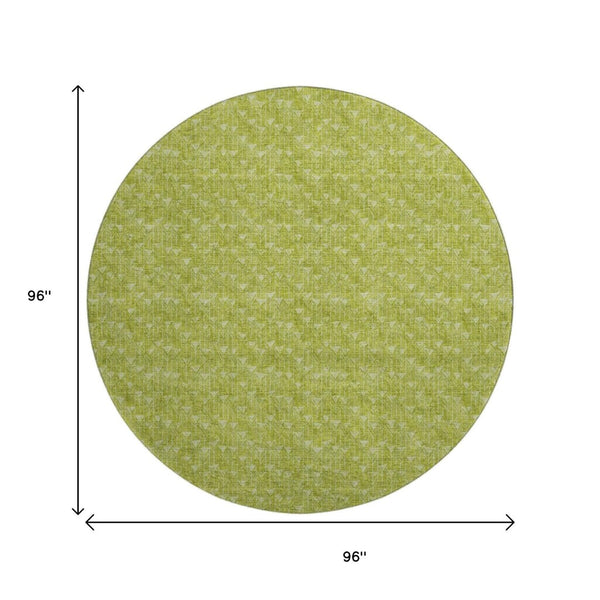 HomeRoots 8' Fern Green & Ivory Geometric Washable Round Rug – Durable, Stylish, UV-Protected for Any Space! 647053