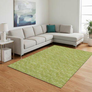 HomeRoots 8' X 10' Fern Green & Ivory Geometric Area Rug – Washable, UV-Protected, Durable, Stylish Flooring Solution 647054