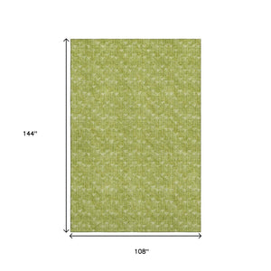 HomeRoots 9' X 12' Fern Green Geometric Area Rug – Machine Washable, UV Protected, Soft & Stain Resistant Decor 647055