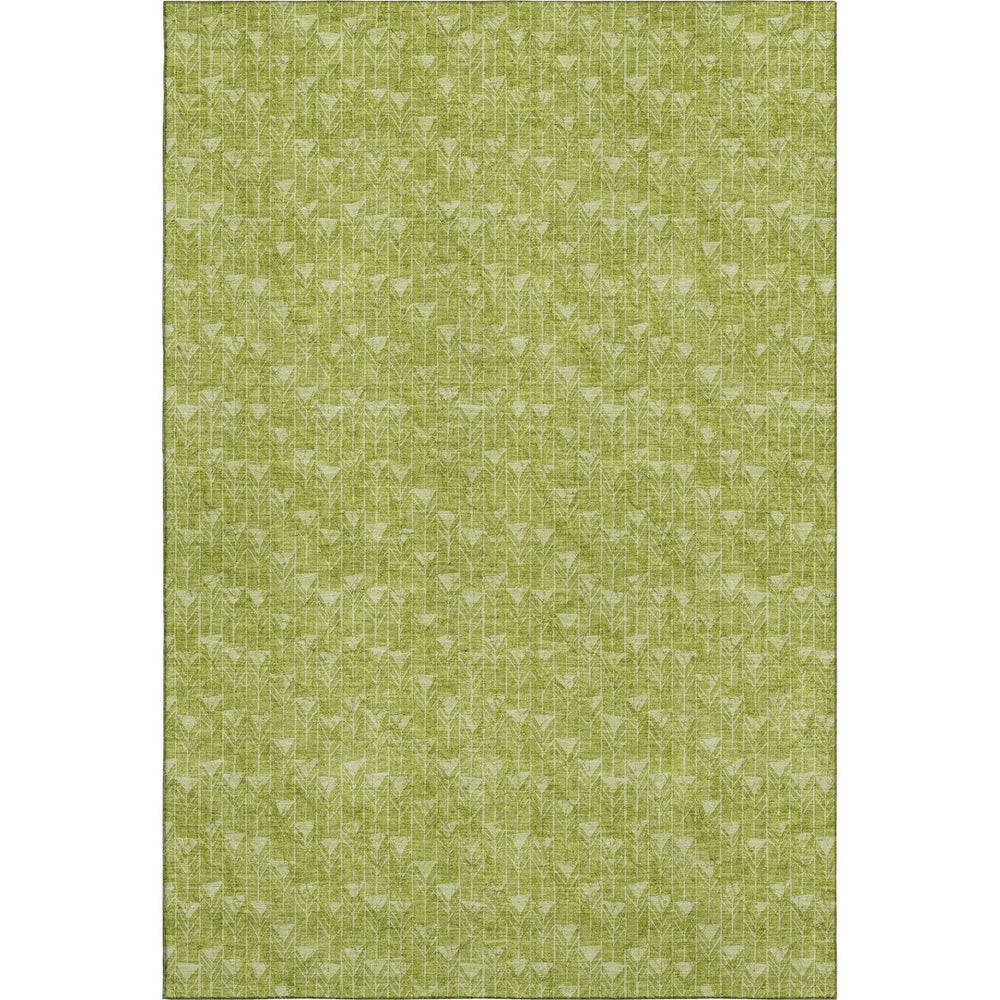 HomeRoots 9' X 12' Fern Green Geometric Area Rug – Machine Washable, UV Protected, Soft & Stain Resistant Decor 647055