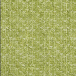 HomeRoots 9' X 12' Fern Green Geometric Area Rug – Machine Washable, UV Protected, Soft & Stain Resistant Decor 647055