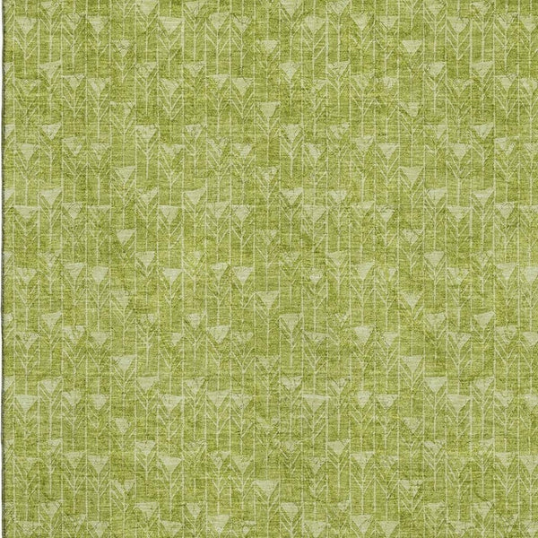 HomeRoots 9' X 12' Fern Green Geometric Area Rug – Machine Washable, UV Protected, Soft & Stain Resistant Decor 647055