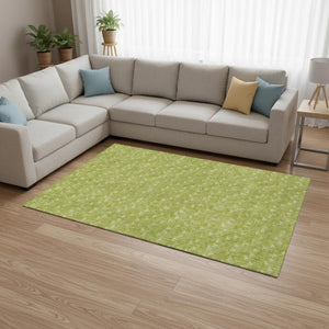 HomeRoots 10' X 14' Fern Green Geometric Area Rug - Washable, Stain Resistant & UV Protected for Busy Homes 647056
