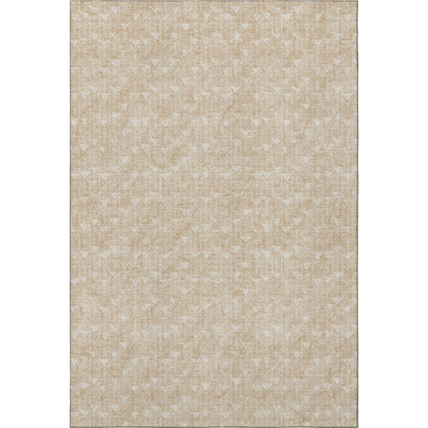 HomeRoots 5' X 8' Beige And Ivory Geometric Area Rug – Washable, UV Protected, Stylish & Durable for Any Space 647058