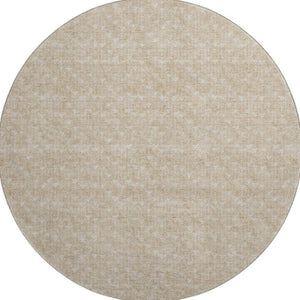 HomeRoots 8' Beige and Ivory Geometric Round Rug - Stylish, Washable, UV-Protected for Any Space, Pets & Kids! 647059