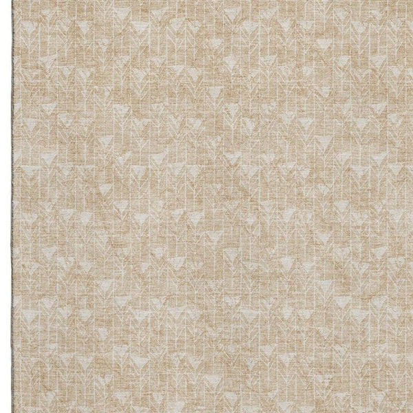HomeRoots 8' X 10' Beige and Ivory Geometric Area Rug – Washable, UV Protected, Durable, and Stylish Design 647060