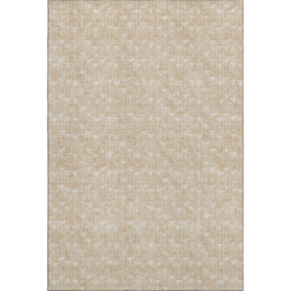 HomeRoots 10' Beige and Ivory Geometric Area Rug - Washable, UV Resistant, Perfect for High-Traffic Spaces! 647062