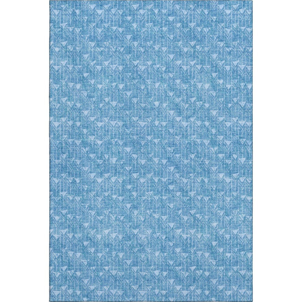 HomeRoots 5' X 8' Blue and Ivory Geometric Area Rug – Washable, Stain Resistant, UV Protected for Easy Care! 647064