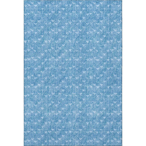 HomeRoots 9' X 12' Stylish Blue and Ivory Geometric Area Rug - Washable, UV Protected, and Durable for Homes 647067