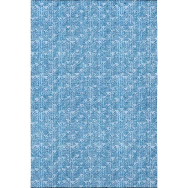 HomeRoots 9' X 12' Stylish Blue and Ivory Geometric Area Rug - Washable, UV Protected, and Durable for Homes 647067