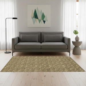 HomeRoots 5' Brown and Ivory Geometric Area Rug - Washable, UV Protected, Durable for Busy Homes & Stylish Decor 647070