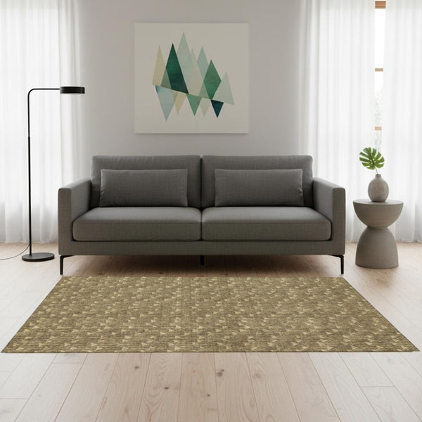 HomeRoots 5' Brown and Ivory Geometric Area Rug - Washable, UV Protected, Durable for Busy Homes & Stylish Decor 647070