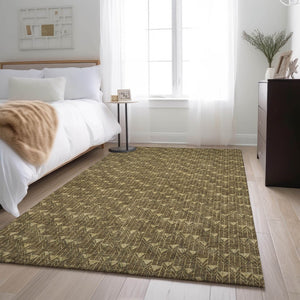 HomeRoots 5' Brown and Ivory Geometric Area Rug - Washable, UV Protected, Durable for Busy Homes & Stylish Decor 647070
