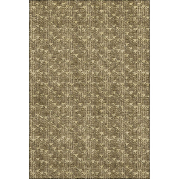 HomeRoots 5' Brown and Ivory Geometric Area Rug - Washable, UV Protected, Durable for Busy Homes & Stylish Decor 647070