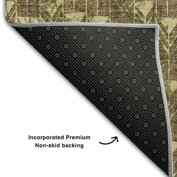HomeRoots 5' Brown and Ivory Geometric Area Rug - Washable, UV Protected, Durable for Busy Homes & Stylish Decor 647070