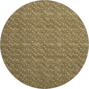 HomeRoots 8' Brown and Ivory Geometric Round Rug - Stylish, Washable, UV-Protected, Ideal for Busy Homes! 647071