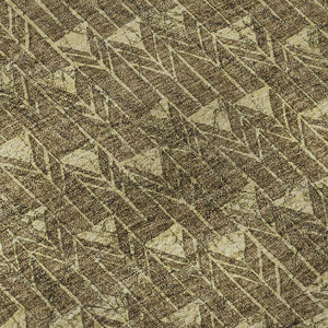 HomeRoots 8' Brown and Ivory Geometric Round Rug - Stylish, Washable, UV-Protected, Ideal for Busy Homes! 647071