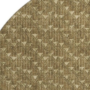 HomeRoots 8' Brown and Ivory Geometric Round Rug - Stylish, Washable, UV-Protected, Ideal for Busy Homes! 647071