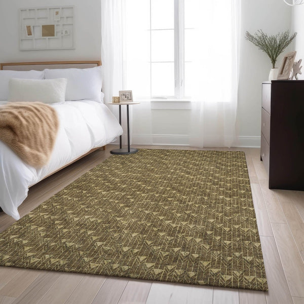 HomeRoots 8' X 10' Brown & Ivory Geometric Area Rug – Washable, UV-Protected, Durable & Stylish for Any Space 647072