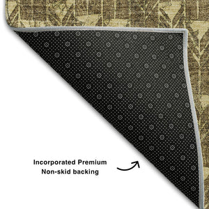 HomeRoots 8' X 10' Brown & Ivory Geometric Area Rug – Washable, UV-Protected, Durable & Stylish for Any Space 647072