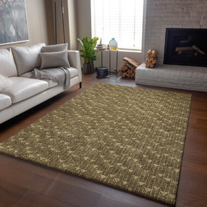 HomeRoots 8' X 10' Brown & Ivory Geometric Area Rug – Washable, UV-Protected, Durable & Stylish for Any Space 647072