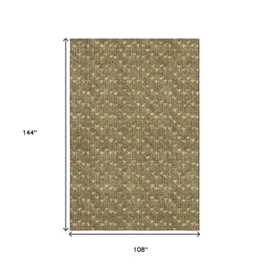 HomeRoots 9' X 12' Brown and Ivory Geometric Area Rug - Washable, UV-Protected, Stain-Resistant for High-Traffic Homes 647073