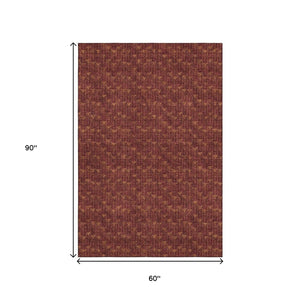 HomeRoots 5' X 8' Burgundy and Brown Geometric Area Rug - Washable, UV-Protected, Stylish & Durable for Homes 647076