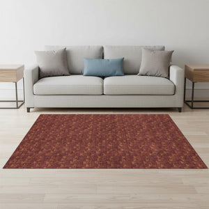 HomeRoots 5' X 8' Burgundy and Brown Geometric Area Rug - Washable, UV-Protected, Stylish & Durable for Homes 647076