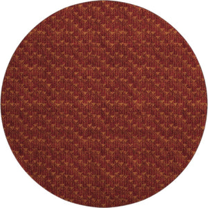 HomeRoots 8' Washable Burgundy and Brown Geometric Round Rug with UV Protection for High-Traffic Areas 647077