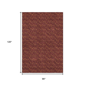 HomeRoots 8' X 10' Burgundy & Brown Geometric Area Rug - Washable, UV Protected, Stylish & Durable Floor Covering 647078
