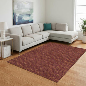 HomeRoots 8' X 10' Burgundy & Brown Geometric Area Rug - Washable, UV Protected, Stylish & Durable Floor Covering 647078
