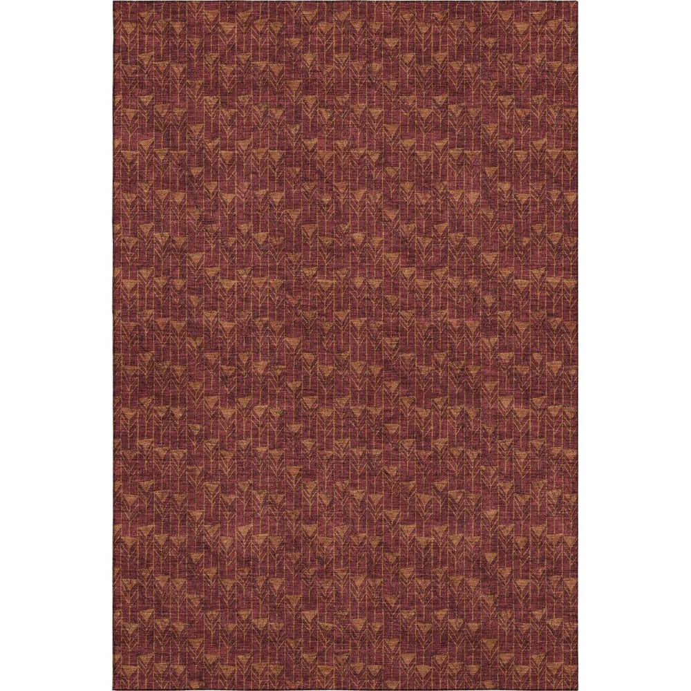 HomeRoots 8' X 10' Burgundy & Brown Geometric Area Rug - Washable, UV Protected, Stylish & Durable Floor Covering 647078