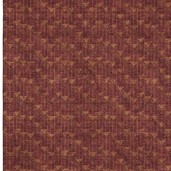 HomeRoots 8' X 10' Burgundy & Brown Geometric Area Rug - Washable, UV Protected, Stylish & Durable Floor Covering 647078