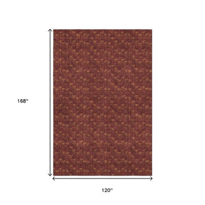 HomeRoots 10' X 14' Burgundy Geometric Washable Area Rug - Stain-Resistant, UV Protected, Modern Design 647080