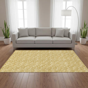 HomeRoots 5' X 8' Gold and Ivory Geometric Area Rug - Durable, Washable, UV-Protected, Modern Style for Any Room 647082