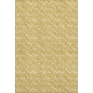 HomeRoots 5' X 8' Gold and Ivory Geometric Area Rug - Durable, Washable, UV-Protected, Modern Style for Any Room 647082