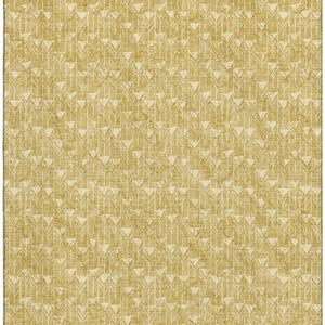 HomeRoots 5' X 8' Gold and Ivory Geometric Area Rug - Durable, Washable, UV-Protected, Modern Style for Any Room 647082