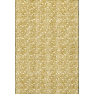 HomeRoots 5' X 8' Gold and Ivory Geometric Area Rug - Durable, Washable, UV-Protected, Modern Style for Any Room 647082