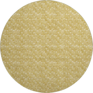 HomeRoots 8' Gold and Ivory Geometric Round Rug - Stain-Resistant, Washable, UV-Protected for Any Space! 647083