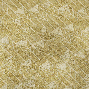 HomeRoots 8' Gold and Ivory Geometric Round Rug - Stain-Resistant, Washable, UV-Protected for Any Space! 647083