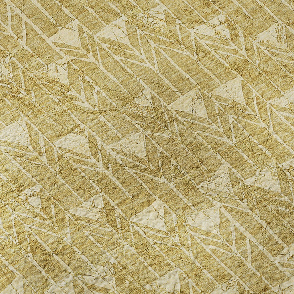 HomeRoots 8' Gold and Ivory Geometric Round Rug - Stain-Resistant, Washable, UV-Protected for Any Space! 647083