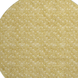 HomeRoots 8' Gold and Ivory Geometric Round Rug - Stain-Resistant, Washable, UV-Protected for Any Space! 647083