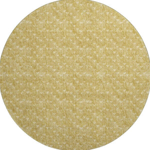 HomeRoots 8' Gold and Ivory Geometric Round Rug - Stain-Resistant, Washable, UV-Protected for Any Space! 647083