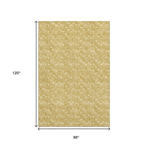 HomeRoots 8' X 10' Gold and Ivory Geometric Area Rug – Stylish, Washable, and UV-Protected for Modern Spaces 647084