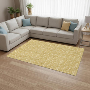 HomeRoots 8' X 10' Gold and Ivory Geometric Area Rug – Stylish, Washable, and UV-Protected for Modern Spaces 647084