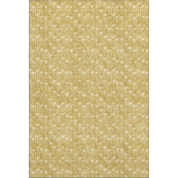 HomeRoots 8' X 10' Gold and Ivory Geometric Area Rug – Stylish, Washable, and UV-Protected for Modern Spaces 647084