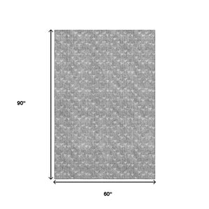 HomeRoots 5' X 8' Gray And Ivory Geometric Washable Area Rug - Durable, Stain Resistant, UV Protected Design 647088